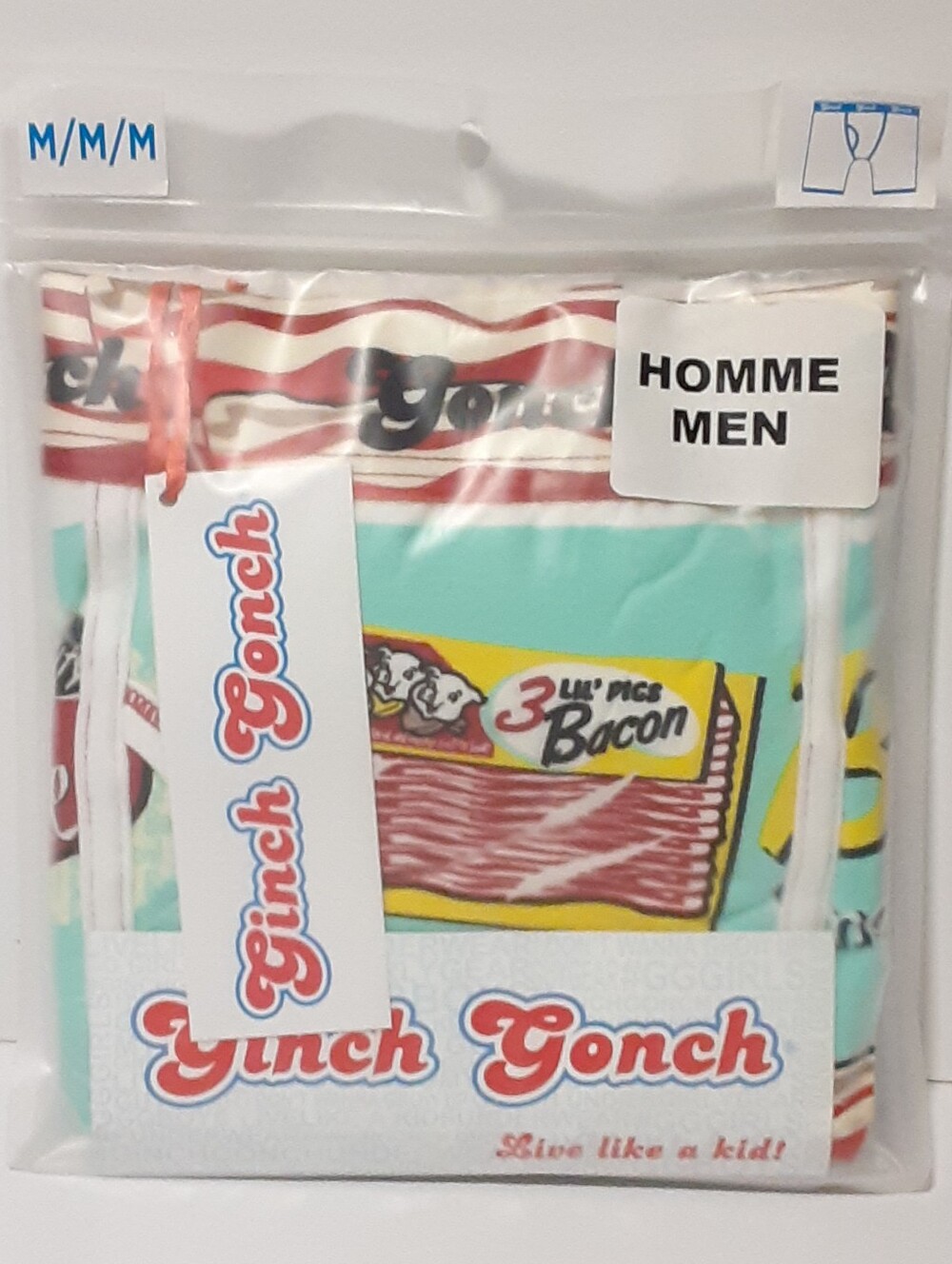 Men's GINCH GONCH ' I Love Bacon ' Boxer Brief Underwear Cotton Medium M NEW